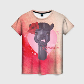 Женская футболка 3D с принтом Lama love в Новосибирске, 100% полиэфир ( синтетическое хлопкоподобное полотно) | прямой крой, круглый вырез горловины, длина до линии бедер | 14 февраля | love | the 14th of february | valentine | день влюбленных | любовь | пара | святой валентин