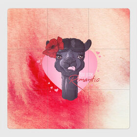 Магнитный плакат 3Х3 с принтом Lama love в Новосибирске, Полимерный материал с магнитным слоем | 9 деталей размером 9*9 см | 14 февраля | love | the 14th of february | valentine | день влюбленных | любовь | пара | святой валентин