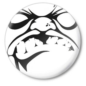 Значок с принтом Pudge Dota Пудж в Новосибирске,  металл | круглая форма, металлическая застежка в виде булавки | black | dota | dota2 | hero | obey | pudge | red | дота | дота2 | падж | паджерс | паджик | пудж