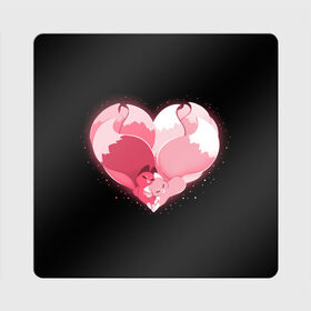 Магнит виниловый Квадрат с принтом Лисы в форме серца в Новосибирске, полимерный материал с магнитным слоем | размер 9*9 см, закругленные углы | heart | holidays | valentines day | день святого валентина | животные | звери | лисы | праздники | сердце