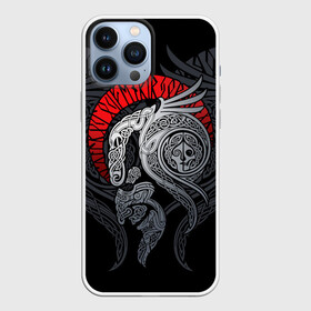 Чехол для iPhone 13 Pro Max с принтом Демон в Новосибирске,  |  | braid | celtic | demon | devil | mantra | ornament | pattern | profile | демон | дьявол | кельтский | мантра | орнамент | плетенка | профиль | узор