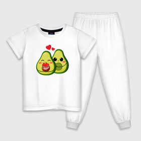 Детская пижама хлопок с принтом Семья авокадо в Новосибирске, 100% хлопок |  брюки и футболка прямого кроя, без карманов, на брюках мягкая резинка на поясе и по низу штанин
 | 14 февраля | авокадинки | день всех влюбленных | любовь | парные