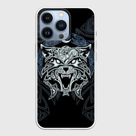 Чехол для iPhone 13 Pro с принтом Фенрир в Новосибирске,  |  | braid | celtic | fernier | ornament | pattern | sacred signs | scandinavian | wolf | волк | кельтский | орнамент | плетенка | сакральные знаки | скандинавский | узор | фернир