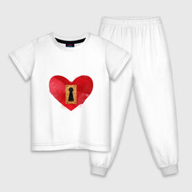 Детская пижама хлопок с принтом Замочек в Новосибирске, 100% хлопок |  брюки и футболка прямого кроя, без карманов, на брюках мягкая резинка на поясе и по низу штанин
 | акварель | девушка | замок.парные | любовь | сердце