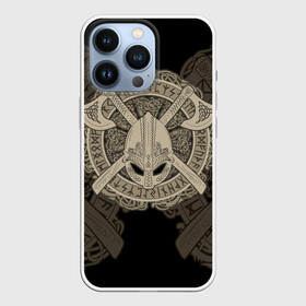 Чехол для iPhone 13 Pro с принтом Воин в Новосибирске,  |  | axes | braid | celtic | coat of arms | helmet | ornament | pattern | scandinavian | warrior | воин | герб | кельтский | орнамент | плетенка | скандинавский | топоры | узор | шлем