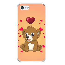 Чехол для iPhone 5/5S матовый с принтом Медвежонок в Новосибирске, Силикон | Область печати: задняя сторона чехла, без боковых панелей | bear | day | heart | love | romantic | valentine | valentines | амур | валентина | влюбленные | влюбленных | всех | день | купидон | любовь | медведь | медвежонок | романтика | романтичность | святого | сердечки | сердечко