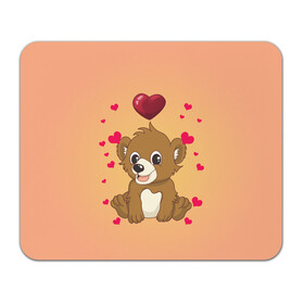 Коврик для мышки прямоугольный с принтом Медвежонок в Новосибирске, натуральный каучук | размер 230 х 185 мм; запечатка лицевой стороны | bear | day | heart | love | romantic | valentine | valentines | амур | валентина | влюбленные | влюбленных | всех | день | купидон | любовь | медведь | медвежонок | романтика | романтичность | святого | сердечки | сердечко