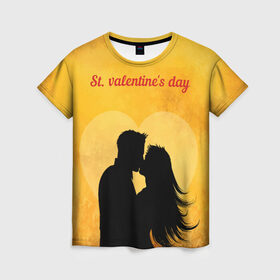 Женская футболка 3D с принтом St. valentines day в Новосибирске, 100% полиэфир ( синтетическое хлопкоподобное полотно) | прямой крой, круглый вырез горловины, длина до линии бедер | 14 февраля | love | the 14th of february | valentine | день влюбленных | любовь | пара | святой валентин