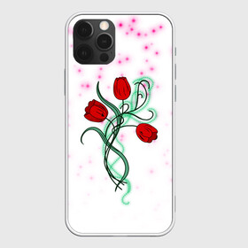 Чехол для iPhone 12 Pro Max с принтом Весенний вальс в Новосибирске, Силикон |  | 8 марта | love | tulips | алые | бабушка | букет | бутоны | весна | девушке | дочь | жена | женщинам | красные цветы | лепестки | лето | листья | лучшая | любимая | любовь | мама | подарок | природа