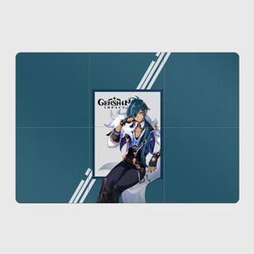 Магнитный плакат 3Х2 с принтом Кэйа - Genshin Impact в Новосибирске, Полимерный материал с магнитным слоем | 6 деталей размером 9*9 см | Тематика изображения на принте: genshin impact | геншин | игра | игровой | кавайный | крио | кэйа | кэйа олберич | манга | персонаж | подарок | синий