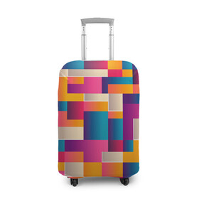 Чехол для чемодана 3D с принтом Геометрический фигуры яркие в Новосибирске, 86% полиэфир, 14% спандекс | двустороннее нанесение принта, прорези для ручек и колес | абстракция | геометрия | игра | кубы | лего | математика | прямоугольники | текстура | узор | фигуры | хаотичный | яркие