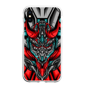 Чехол для iPhone XS Max матовый с принтом CyberSkull в Новосибирске, Силикон | Область печати: задняя сторона чехла, без боковых панелей | Тематика изображения на принте: cyberpunk | evil | head | mask | mechanical | rage | robot | skull | арт | гнев | голова | демон | дьявол | злой | киберпанк | маска | механический | монстр | робот | рога | самурай | череп