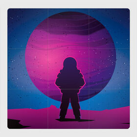 Магнитный плакат 3Х3 с принтом космонавт на лиловой планете в Новосибирске, Полимерный материал с магнитным слоем | 9 деталей размером 9*9 см | арт | астрономия | другие миры | земля | космонавт | космос | лиловый | луна | небо | планета | путешествия | силуэт | синий | скафандр | фантастика | фиолетовый | фэнтези