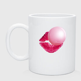 Кружка с принтом BubbleGum Lips в Новосибирске, керамика | объем — 330 мл, диаметр — 80 мм. Принт наносится на бока кружки, можно сделать два разных изображения | bubble | bubblegum | day | gum | heart | kiss | lips | love | romantic | valentine | valentines | амур | валентина | влюбленные | влюбленных | всех | губы | день | жвачка | любовь | поцелуй | романтика | романтичность | святого | сердечк