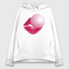 Женское худи Oversize хлопок с принтом BubbleGum Lips в Новосибирске, френч-терри — 70% хлопок, 30% полиэстер. Мягкий теплый начес внутри —100% хлопок | боковые карманы, эластичные манжеты и нижняя кромка, капюшон на магнитной кнопке | bubble | bubblegum | day | gum | heart | kiss | lips | love | romantic | valentine | valentines | амур | валентина | влюбленные | влюбленных | всех | губы | день | жвачка | любовь | поцелуй | романтика | романтичность | святого | сердечк