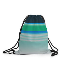 Рюкзак-мешок 3D с принтом Sea color в Новосибирске, 100% полиэстер | плотность ткани — 200 г/м2, размер — 35 х 45 см; лямки — толстые шнурки, застежка на шнуровке, без карманов и подкладки | Тематика изображения на принте: green | line | lines | sea | sea color | wave | зеленый | море | морской цвет