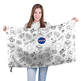 Флаг 3D с принтом NASA в Новосибирске, 100% полиэстер | плотность ткани — 95 г/м2, размер — 67 х 109 см. Принт наносится с одной стороны | administration | aeronautics | nasa | national | space | детская | тrdnasa