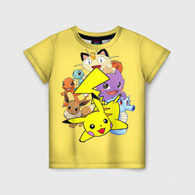 Детская футболка 3D с принтом Pokemon-Pikachu в Новосибирске, 100% гипоаллергенный полиэфир | прямой крой, круглый вырез горловины, длина до линии бедер, чуть спущенное плечо, ткань немного тянется | pikachu | pikapika | pokemon | аниме | мяут | пикачу | покемоны