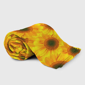 Плед 3D с принтом Принт подсолнухи желтый в Новосибирске, 100% полиэстер | закругленные углы, все края обработаны. Ткань не мнется и не растягивается | желтый | лето | подсолнухи | солнце | цветение | цветы