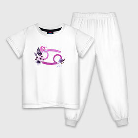 Детская пижама хлопок с принтом Рак в Новосибирске, 100% хлопок |  брюки и футболка прямого кроя, без карманов, на брюках мягкая резинка на поясе и по низу штанин
 | Тематика изображения на принте: астрология | знаки зодиака | зодиак | созвездие | фиолетовый | цикл
