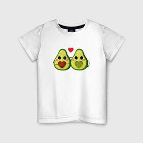 Детская футболка хлопок с принтом Авокадо в Новосибирске, 100% хлопок | круглый вырез горловины, полуприлегающий силуэт, длина до линии бедер | 14 февраля | авокадинки | день всех влюбленных | любовь | парные