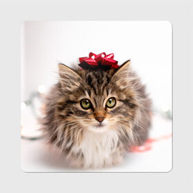 Магнит виниловый Квадрат с принтом я лучший подарочек в Новосибирске, полимерный материал с магнитным слоем | размер 9*9 см, закругленные углы | Тематика изображения на принте: бантик | взгляд | глаза | животные | звери | зверь | киса | кисонька | кот | котейка | котик | коты | котэ | кошки | лапы | нос | подарок | подарочек | сюрприз | усы | уши | шерсть