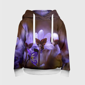 Детская толстовка 3D с принтом хрупкий цветок фиалка в Новосибирске, 100% полиэстер | двухслойный капюшон со шнурком для регулировки, мягкие манжеты на рукавах и по низу толстовки, спереди карман-кенгуру с мягким внутренним слоем | flowers | весна | лиловый | макро | нежный | природа | рост | свежесть | сиреневый | фиолетовый | хрупкий | цветик | цветок | цветочек | цветы