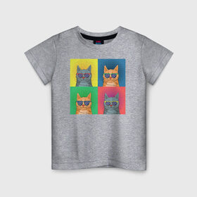 Детская футболка хлопок с принтом Pop Art Коты в Новосибирске, 100% хлопок | круглый вырез горловины, полуприлегающий силуэт, длина до линии бедер | Тематика изображения на принте: cat | cats | pop art cat | pop cat | кот | коты | кошка | поп арт кот