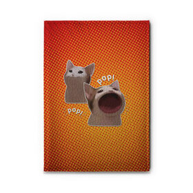 Обложка для автодокументов с принтом Cat Pop (Мем) в Новосибирске, натуральная кожа |  размер 19,9*13 см; внутри 4 больших “конверта” для документов и один маленький отдел — туда идеально встанут права | art | cat | mem | meme | memes | music | pop | retro | style | арт | буп | кот | котенок | котик | котэ | мем | мемы | музыка | ретро