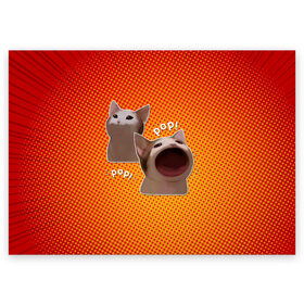 Поздравительная открытка с принтом Cat Pop (Мем) в Новосибирске, 100% бумага | плотность бумаги 280 г/м2, матовая, на обратной стороне линовка и место для марки
 | Тематика изображения на принте: art | cat | mem | meme | memes | music | pop | retro | style | арт | буп | кот | котенок | котик | котэ | мем | мемы | музыка | ретро