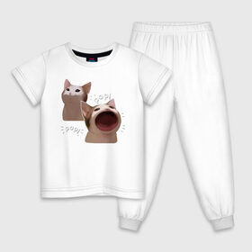 Детская пижама хлопок с принтом Cat Pop - Мем в Новосибирске, 100% хлопок |  брюки и футболка прямого кроя, без карманов, на брюках мягкая резинка на поясе и по низу штанин
 | art | cat | mem | meme | memes | music | pop | retro | style | арт | буп | кот | котенок | котик | котэ | мем | мемы | музыка | ретро