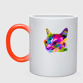 Кружка хамелеон с принтом Pop Cat в Новосибирске, керамика | меняет цвет при нагревании, емкость 330 мл | art | cat | colorful | mem | meme | memes | music | pop | rainbow | retro | style | арт | буп | кот | котенок | котик | котэ | краски | красочный | мем | мемы | музыка | ретро