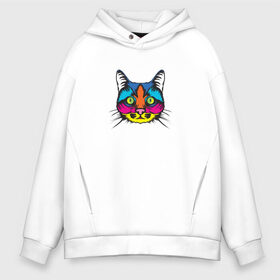 Мужское худи Oversize хлопок с принтом Pop art Cat в Новосибирске, френч-терри — 70% хлопок, 30% полиэстер. Мягкий теплый начес внутри —100% хлопок | боковые карманы, эластичные манжеты и нижняя кромка, капюшон на магнитной кнопке | art | cat | colors | paints | pop | riot | арт | буйство | буп | кот | кошка | краски | поп