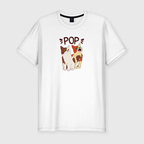 Мужская футболка хлопок Slim с принтом Pop Cat в Новосибирске, 92% хлопок, 8% лайкра | приталенный силуэт, круглый вырез ворота, длина до линии бедра, короткий рукав | art | cat | dj | goer | musician | party | pop | singer | арт | буп | диджей | кот | кошка | музыкант | певец | поп | тусовщик