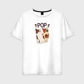 Женская футболка хлопок Oversize с принтом Pop Cat в Новосибирске, 100% хлопок | свободный крой, круглый ворот, спущенный рукав, длина до линии бедер
 | art | cat | dj | goer | musician | party | pop | singer | арт | буп | диджей | кот | кошка | музыкант | певец | поп | тусовщик
