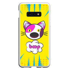 Чехол для Samsung S10E с принтом PoP CaT BooP в Новосибирске, Силикон | Область печати: задняя сторона чехла, без боковых панелей | boom | meme | pop art | popping | бум | буп кот | котик | мем | поп арт | ретро | стиль