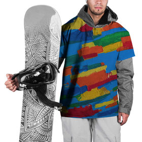 Накидка на куртку 3D с принтом Разноцветная абстракция в Новосибирске, 100% полиэстер |  | Тематика изображения на принте: абстракция | картина | масло | полосы | холст | цвет | яркость