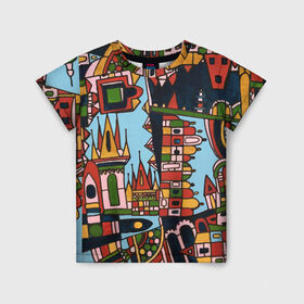 Детская футболка 3D с принтом Сказочная Прага в Новосибирске, 100% гипоаллергенный полиэфир | прямой крой, круглый вырез горловины, длина до линии бедер, чуть спущенное плечо, ткань немного тянется | Тематика изображения на принте: город | графика | прага | рисунки | сказка