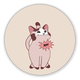 Коврик для мышки круглый с принтом Pop Cat в Новосибирске, резина и полиэстер | круглая форма, изображение наносится на всю лицевую часть | baby | cat meme | kitty | meme | meow | pop cat | буп | взгляд кота | голова кота | детям | животные | звери | киска | кот мем | коты | котята | кошак | кошка | малыш | мемы | мультяшный | мяу | питомец | приколы | пушистый
