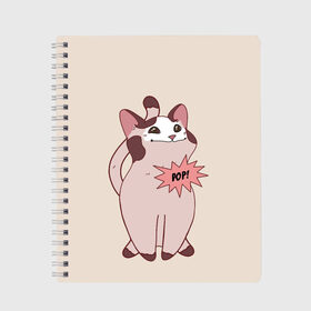 Тетрадь с принтом Pop Cat в Новосибирске, 100% бумага | 48 листов, плотность листов — 60 г/м2, плотность картонной обложки — 250 г/м2. Листы скреплены сбоку удобной пружинной спиралью. Уголки страниц и обложки скругленные. Цвет линий — светло-серый
 | Тематика изображения на принте: baby | cat meme | kitty | meme | meow | pop cat | буп | взгляд кота | голова кота | детям | животные | звери | киска | кот мем | коты | котята | кошак | кошка | малыш | мемы | мультяшный | мяу | питомец | приколы | пушистый