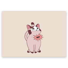 Поздравительная открытка с принтом Pop Cat в Новосибирске, 100% бумага | плотность бумаги 280 г/м2, матовая, на обратной стороне линовка и место для марки
 | Тематика изображения на принте: baby | cat meme | kitty | meme | meow | pop cat | буп | взгляд кота | голова кота | детям | животные | звери | киска | кот мем | коты | котята | кошак | кошка | малыш | мемы | мультяшный | мяу | питомец | приколы | пушистый