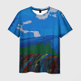 Мужская футболка 3D с принтом Разноцветная абстракция в Новосибирске, 100% полиэфир | прямой крой, круглый вырез горловины, длина до линии бедер | абстракция | картина | масло | пейзаж | холст | цвет | яркость