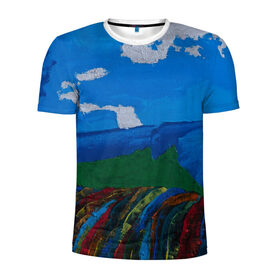 Мужская футболка 3D спортивная с принтом Разноцветная абстракция в Новосибирске, 100% полиэстер с улучшенными характеристиками | приталенный силуэт, круглая горловина, широкие плечи, сужается к линии бедра | абстракция | картина | масло | пейзаж | холст | цвет | яркость