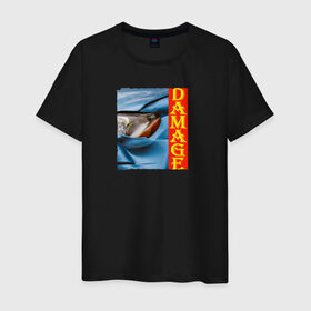 Мужская футболка хлопок с принтом Разбитая машина Toyota Altezza в Новосибирске, 100% хлопок | прямой крой, круглый вырез горловины, длина до линии бедер, слегка спущенное плечо. | lexus is | toyota altezza | голубая машина | повреждение | разбитая машина