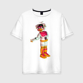 Женская футболка хлопок Oversize с принтом Фантайм Чика в Новосибирске, 100% хлопок | свободный крой, круглый ворот, спущенный рукав, длина до линии бедер
 | fnaf | аниматроник | пиццерия | робот | фантайм чика | чика