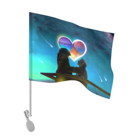 Флаг для автомобиля с принтом Ваня Дмитриенко Венера-Юпитер в Новосибирске, 100% полиэстер | Размер: 30*21 см | Тематика изображения на принте: венера юпитер | день всех влюбленных | дмитриенко | сердечко