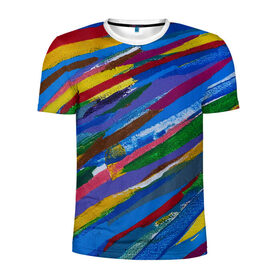 Мужская футболка 3D спортивная с принтом Картина абстракция в Новосибирске, 100% полиэстер с улучшенными характеристиками | приталенный силуэт, круглая горловина, широкие плечи, сужается к линии бедра | абстракция | картина | краска | масло | полосы | холст | цвет | яркость