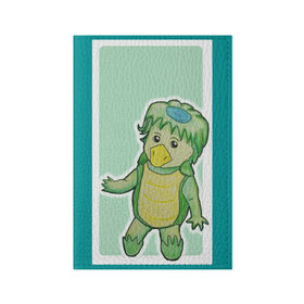 Обложка для паспорта матовая кожа с принтом Каппа в Новосибирске, натуральная матовая кожа | размер 19,3 х 13,7 см; прозрачные пластиковые крепления | carpg | japanuary | зеленый | каппа | черепаха
