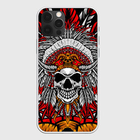 Чехол для iPhone 12 Pro Max с принтом Indian skull head в Новосибирске, Силикон |  | head | indian | skull | абстракция | арт | голова | индеец | орнамент | перья | рисунок | череп