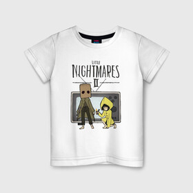 Детская футболка хлопок с принтом Little Nightmares 2 в Новосибирске, 100% хлопок | круглый вырез горловины, полуприлегающий силуэт, длина до линии бедер | little nightmares | игра | страшилка | страшная игра | ужас | хоррор
